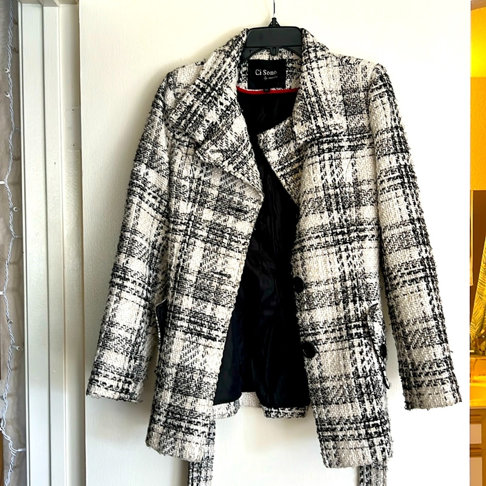 Ci Soni black and white winter fall coat